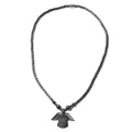 Hematite Beaded Necklace 20 Inches with Eagle Pendant in Stainless Steel - Sticky add to cart bar