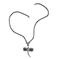 Hematite Beaded Necklace 20 Inches with Eagle Pendant in Stainless Steel - Sticky add to cart bar