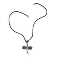 Hematite Beaded Necklace 20 Inches with Eagle Pendant in Stainless Steel