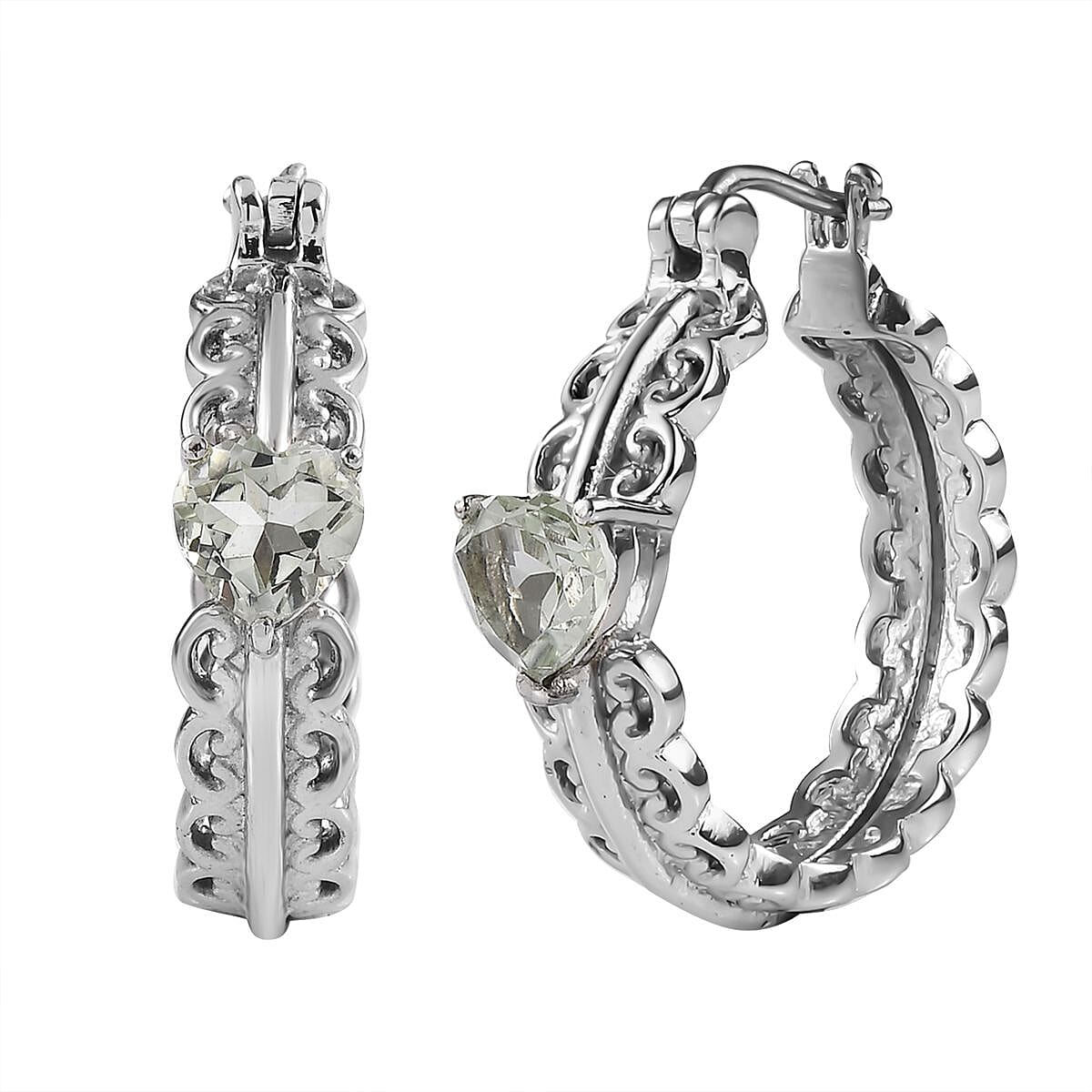 3.40 ctw Montezuma Prasiolite Earrings in Stainless Steel
