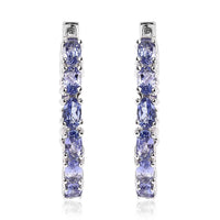 3.90 ctw Tanzanite Inside Out Hoop Earrings in Sterling Silver