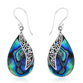 Abalone Shell Drop Earrings for Women in Sterling Silver, Fishhook Earrings, Gift for Her - Sticky add to cart bar