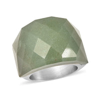 40 ctw Green Aventurine Ring in Stainless Steel
