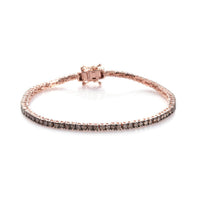 3 ctw Natural Champagne Diamond Bracelet in Black Rhodium and Vermeil Rose Gold Over Sterling Silver (7.25 In)