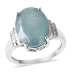 9.90 ctw Grandidierite and Diamond Ring in Sterling Silver