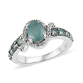 Grandidierite and White Zircon Ring in Platinum Over Sterling Silver 1.50 ctw - Sticky add to cart bar