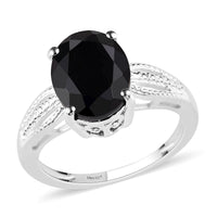 D'Joy Australian Black Tourmaline Solitaire Ring in Sterling Silver (Size 9.0) 2.90 ctw