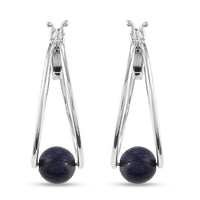Lapis Lazuli Ball Earrings in Sterling Silver 4.00 ctw