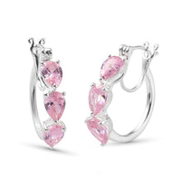 7.15 ctw Simulated Pink Diamond Hoop Earrings in Sterling Silver