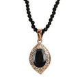 Australian Black Tourmaline Pendant with Black Quartzite Beaded Necklace 20 Inches in ION Plated Rose Gold Steel and Stainless Steel 66.65 ctw - Sticky add to cart bar