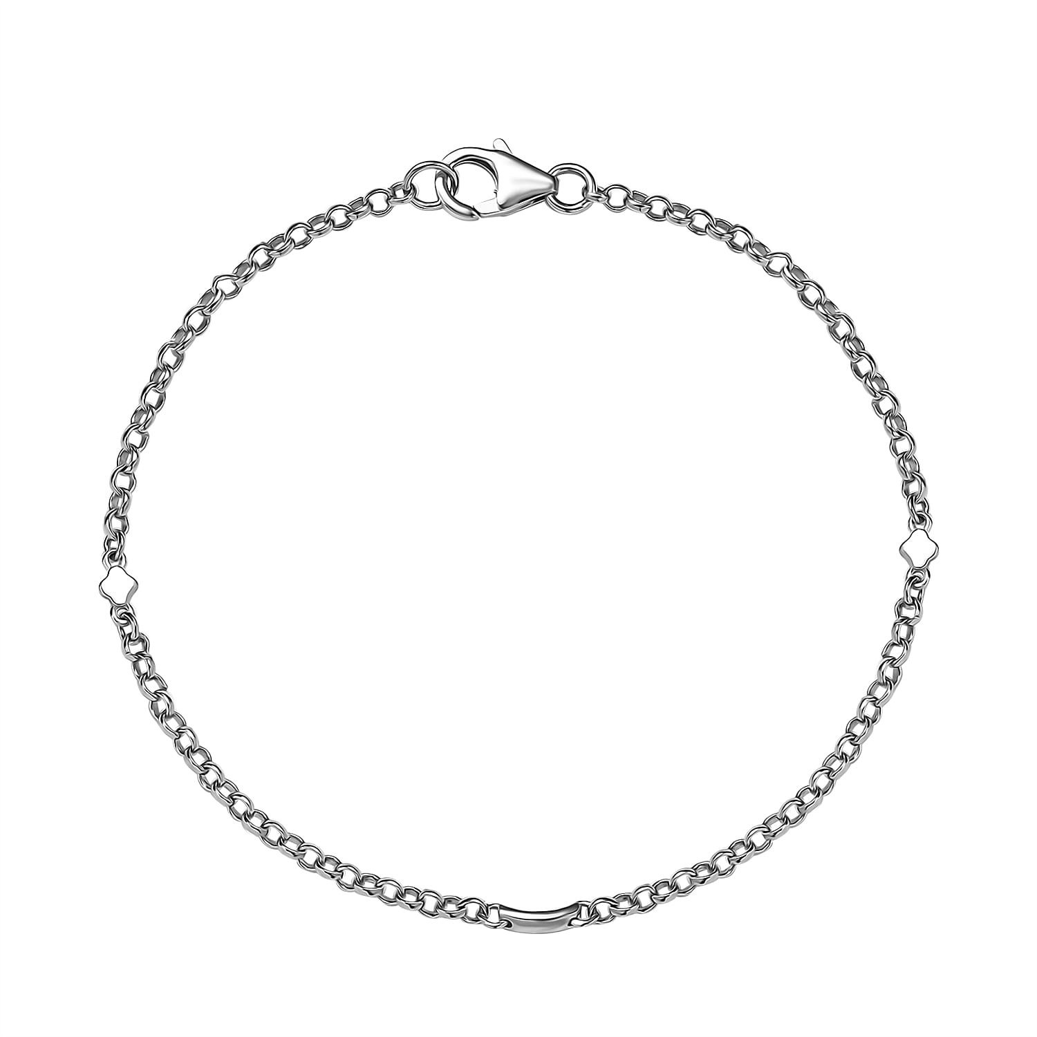 Platinum Over Sterling Silver Bracelet (7.50 In) (2.42 g)