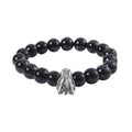 Shungite Beaded Stretch Bracelet with Dragon Charm in Black Oxidized Sterling Silver 133.50 ctwc - Sticky add to cart bar
