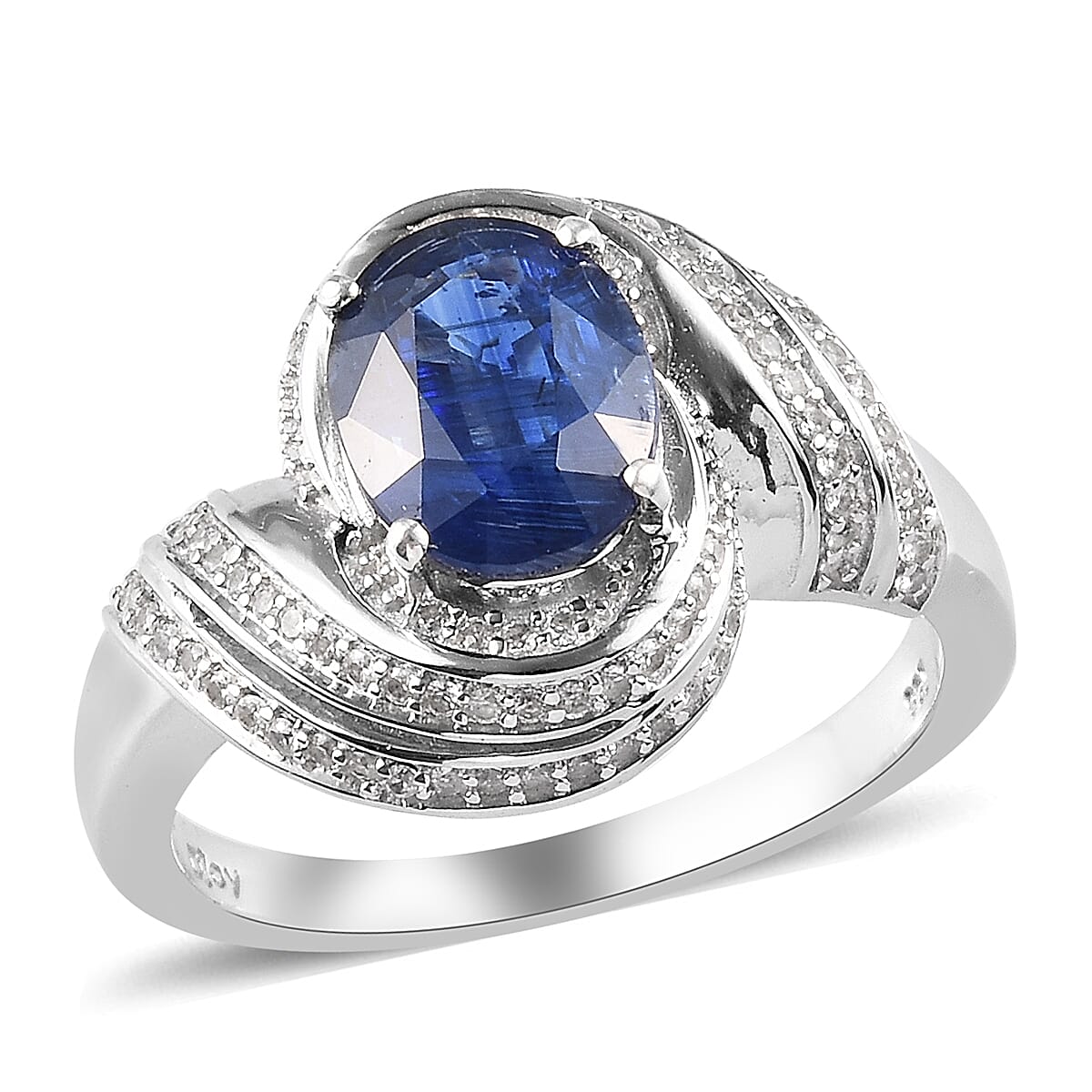 Himalayan Kyanite and Zircon 4.00 ctw Ring in Platinum Over Sterling Silver
