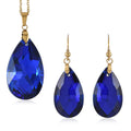 Simulated Blue Sapphire Earrings and Pendant Necklace 20 Inches in ION Plated Yellow Gold Stainless Steel - Sticky add to cart bar