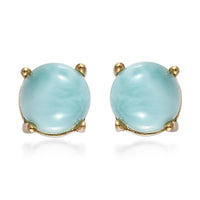 2.90 ctw Larimar Solitaire Stud Earrings in Vermeil Yellow Gold Over Sterling Silver