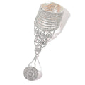 White Austrian Crystal Bracelet (6.00 In) and Ring in Silvertone - Sticky add to cart bar