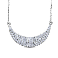 Crescent Moon Talisman Diamond 0.75 ctw Necklace in Platinum Over Sterling Silver 18 Inches