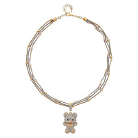 White and Black Austrian Crystal Pendant With Necklace 22.50 Inch in Tricolor Iron