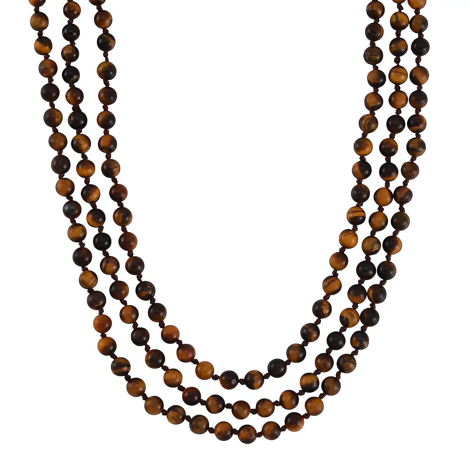 Tigers Eye Beaded Endless Necklace (60 Inches) 384.50 ctw