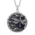 55.00 ctw Galilea Rose Quartz Dragonfly Pendant Necklace 20 Inches in Black Oxidized Stainless Steel - Sticky add to cart bar