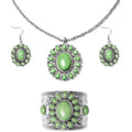 Blue Howlite Floral Cuff Bracelet (7.50-8.50 In), Earrings and Pendant Necklace 26-30 Inches in Silvertone 71.00 ctw - Sticky add to cart bar