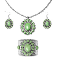 Blue Howlite Floral Cuff Bracelet (7.50-8.50 In), Earrings and Pendant Necklace 26-30 Inches in Silvertone 71.00 ctw