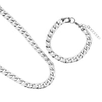 Curb Bracelet and Necklac in Stainless Steel