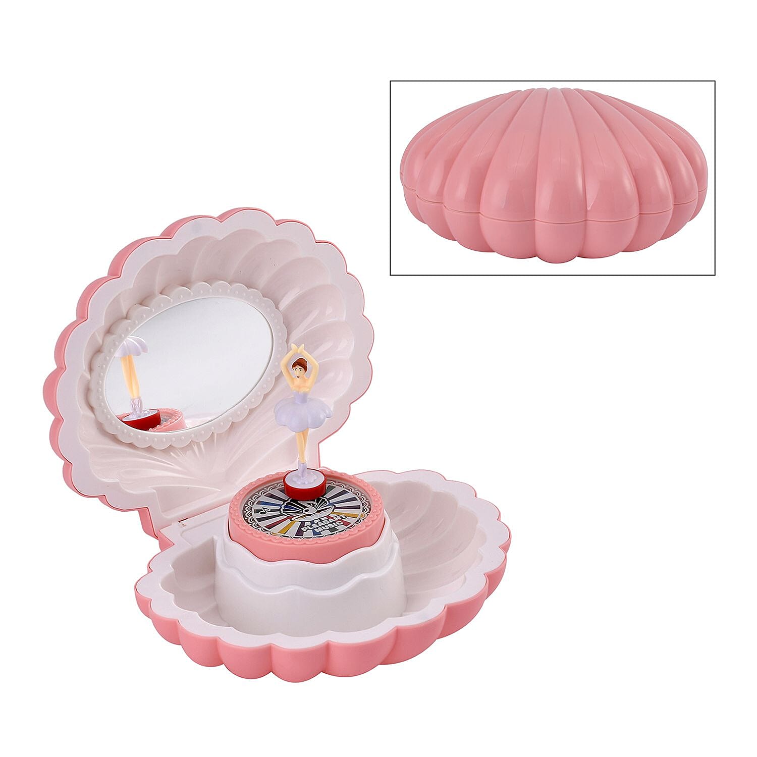 Pink Shell Shape Magnetic Ballerina Musical Jewelry Box