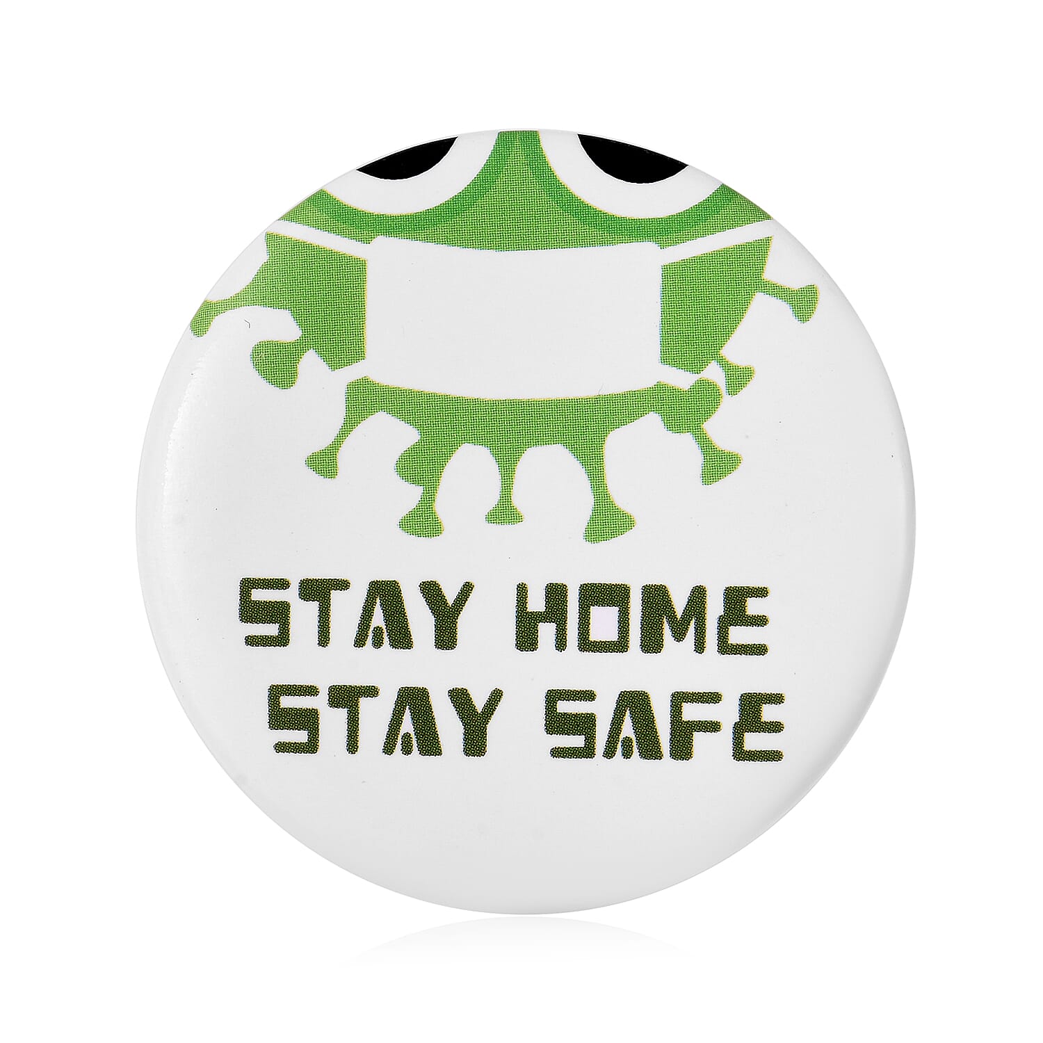Stay Home Stay Safe Green Button Pin