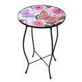 Hand Painted Hummingbird & Blossom Outdoor Garden Accent Table - Sticky add to cart bar