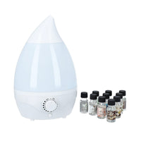 2in1 LED Ultrasound Humidifier Diffuser with 10 Essential Oils (Included: Lavender, Vanilla, Rose, Bluewater, Jasmine, Sandalwood, Musk, Cotton, Fresh Linen, Bamboo)