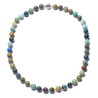 295 ctw Natural Chrysocolla Beads Necklace 20 Inches in Sterling Silver Magnetic Clasp