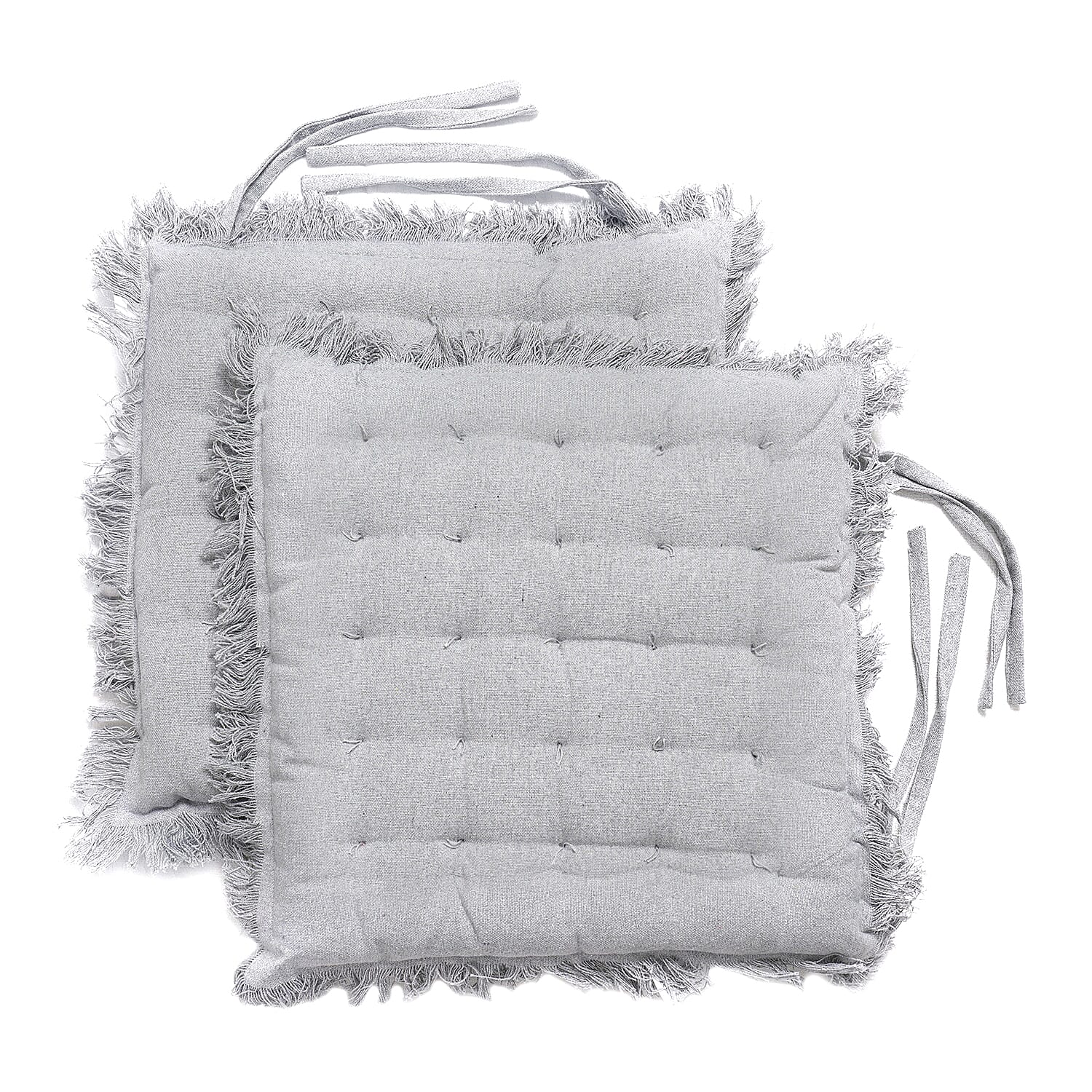 Set of 2 Red Wine Cotton Chair Pad with Fringes Filling (16x16x1.2) (1)