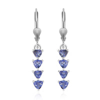 1.25 ctw Tanzanite Lever Back Earrings in Platinum Over Sterling Silver