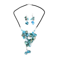 Turquoise Seed Bead Necklace and Earrings in Stainless Steel