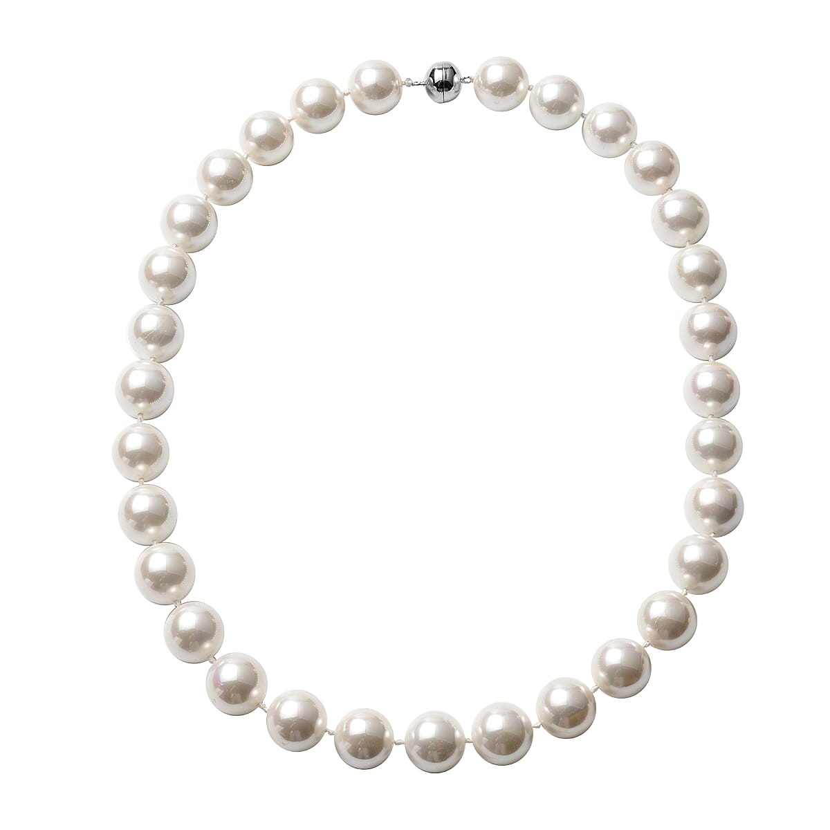 Red Color Shell Pearl 15-17mm Necklace 22 Inch with Magnetic Lock in Sterling Silver (1)