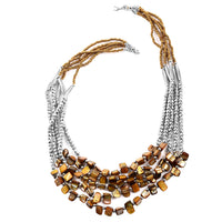Golden Seed Bead Multi Strand Necklace (24)