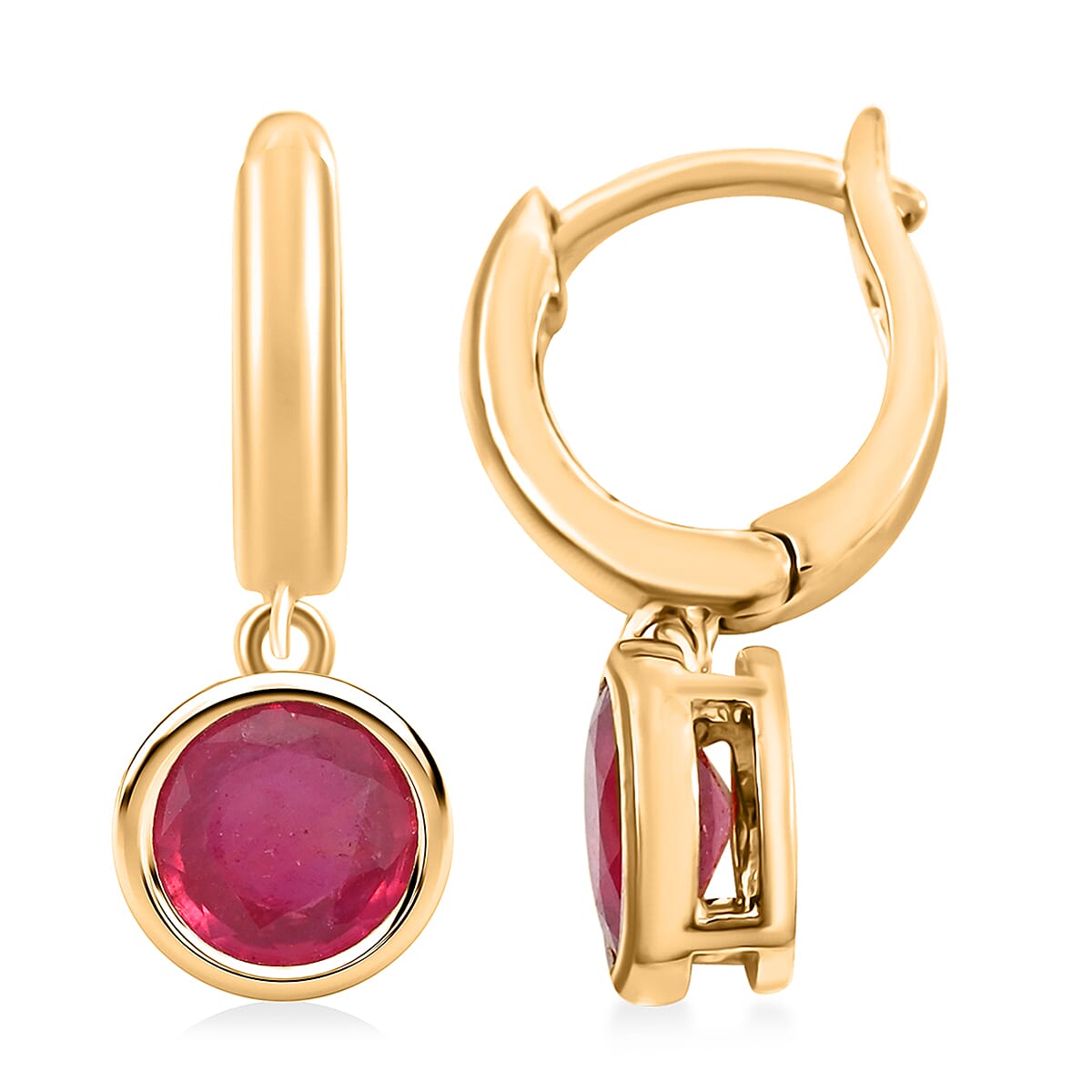 African Ruby 2.50 ctw Earrings in 14K YG Over Sterling Silver