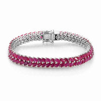 22.25 ctw Niassa Ruby Bracelet in Platinum Over Sterling Silver (7.25 In) 22 Grams