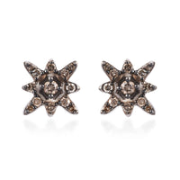 0.35 ctw Natural Champagne Diamond Stud Earrings in Black Rhodium and Platinum Over Sterling Silver