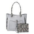 Value Buy Black Faux Leather Snake Skin Print Tote Bag (14.96x6.3x11.81) - Sticky add to cart bar