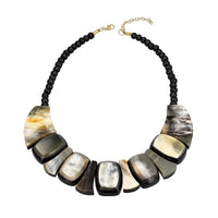 Black Genuine Buffalo Horn Multi Shape Necklace (18-20 Inches)