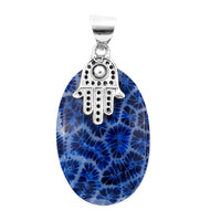 Blue Sponge Coral Pendant in Sterling Silver
