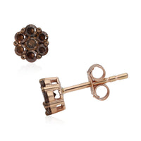 SGL Certified 1.00 ctw Natural Champagne Diamond Floral Stud Earrings in 10K Rose Gold
