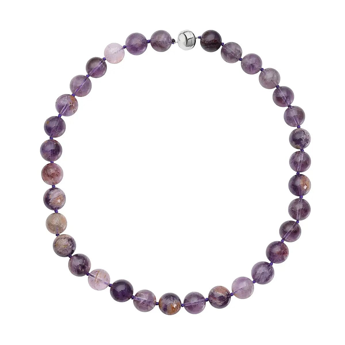 Cacoxenite Bead Necklace in Sterling Silver| Beaded Necklace With Silver Magnetic Clasp| Knot Necklace for Women 20 Inches, 531.50 ctw