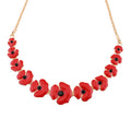 Black Austrian Crystal and Enameled Red Poppy Flower Pendant Necklace 24-27 Inches in Goldtone - Sticky add to cart bar