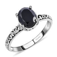 Natural Thai Black Spinel Ring in Sterling Silver (Size 10.0) 2.30 ctw