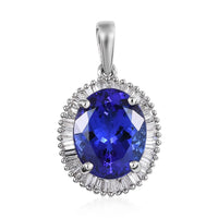 RHAPSODY 4.65 ctw AAAA Tanzanite and Diamond E-F VS2 Halo Pendant in 950 Platinum 2.65 Grams