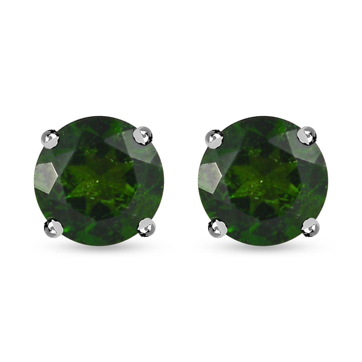 Natural Chrome Diopside Solitaire Stud Earrings in Platinum Over Sterling Silver 1.15 ctw