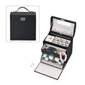 Black Faux Leather Multi Compartment Jewelry Organizer with Lock & Key - Sticky add to cart bar